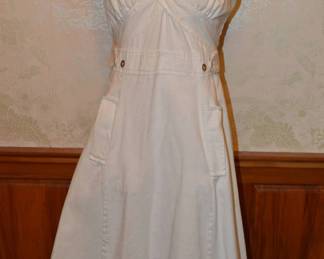 1970s Handmade White Cotton Twill Wrap Sundress