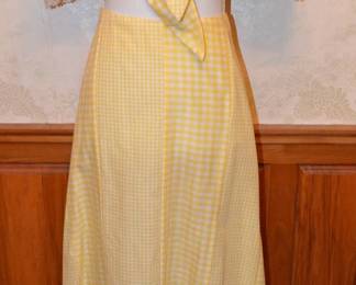 1970s Happy Hours Yellow Check Gingham Tie Top & Maxi Skirt