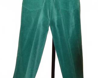 Late 1970s Gloria Vanderbilt Green Cotton Velvet Jeans