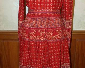 Late 1970s Red Bandana Print Cotton 2 piece set