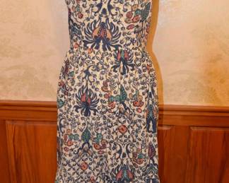 1980s Batik Cotton Floral Print Sundress