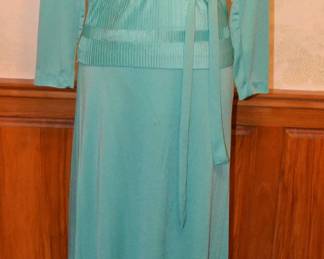 1970s Hal Freeman Jade Green Poly Knit Maxi Set