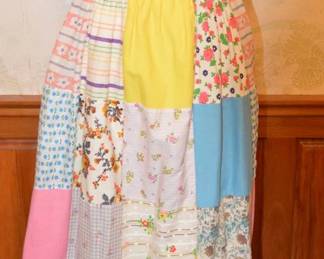 1960s Patchwork Ruffled Cotton Maxi Dress