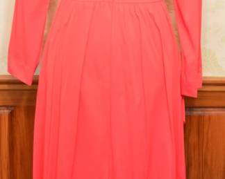 1970s Vanity Fair Coral Nylon Hostess Lounge Dress