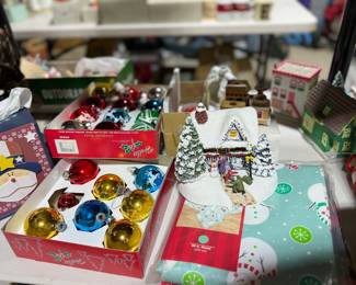 Party lite, bulbs, tablecloths, and more