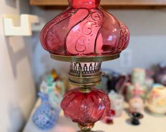 Vintage Fenton Cranberry glass  lamp 