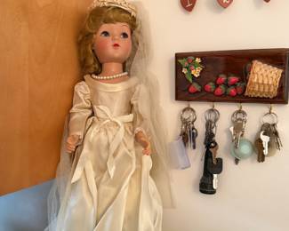 Antique composition doll (in wedding dress