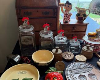 WATTWARE, L.E. SMITH ROOSTER CANNISTER JAR SET AND MORE