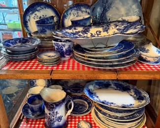 LOTS OF ANTIQUE FLOW BLUE CHINA