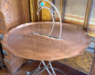 COPPER PEACOCK TABLE STYLE OF EDGAR BRANDT