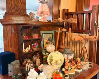 VINTAGE MISSION STYLE SCREEN & VARIOUS ANTIQUES