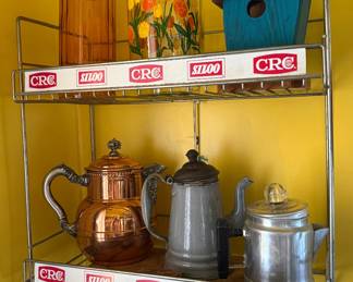 VINTAGE JARS, BIRDHOUSE, ADVERTISING RACK & MORE