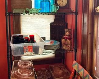 PINK DEPRESSION GLASS, SETH THOMAS CLOCK AND MORE
