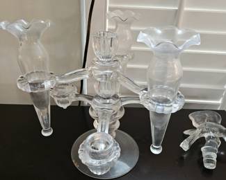 Vintage 5 Cambridge Candelabra Candle Holder & Flower Vase