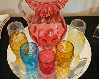 Fenton coin dot water pitcher set