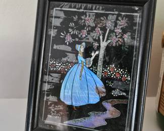 Reversed painting on glass