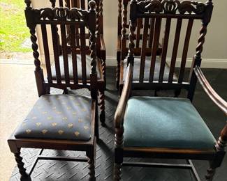 6 Antique Barley Twist Chairs