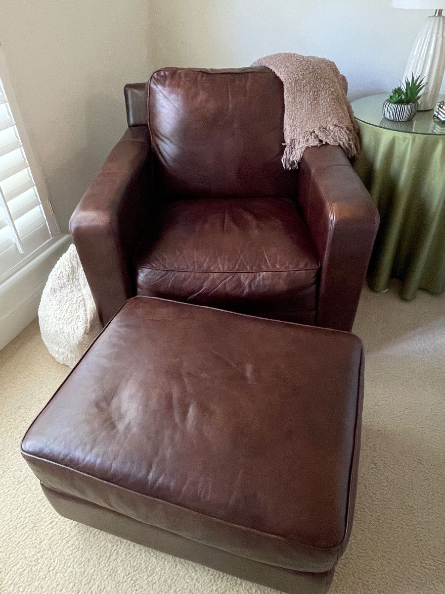 Leather chair and ottoman
