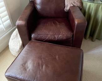 Leather chair and ottoman