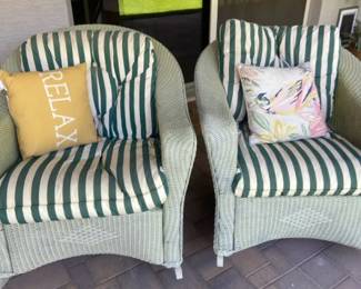 Two Matching Wicker Patio Rocking Chairs