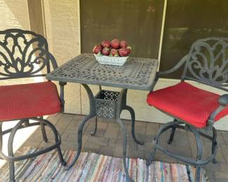 Outdoor Bar Top Table With Two Matching Chairs