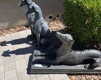 Three Greyhound PatioYard Statues