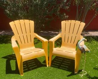 Lawn Chairs And Flamingo