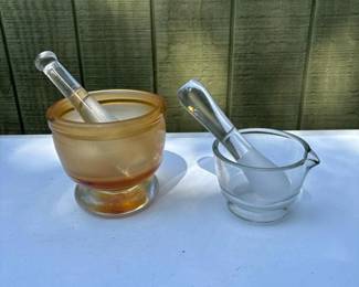 008 pairofamberclearglassmortarandpes