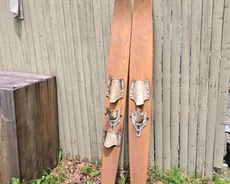 053 vintage64woodencombowaterskisyello