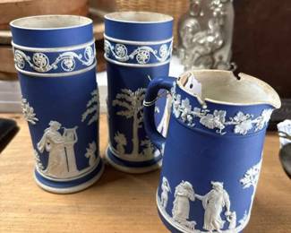 234 wedgwoodbluejasperwaretankardspitche