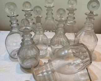 247 vintageribbedglassdecanterscollectio