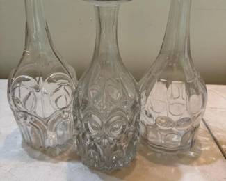 248 setof3vintagepressedglassdecanters