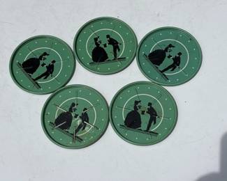 090 vintagemetalcoastersetgreenwithsil