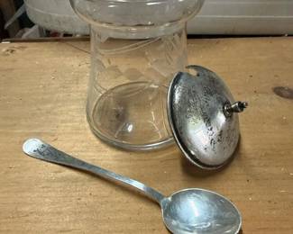 243 sterlingsilveretchedglassmustardpot