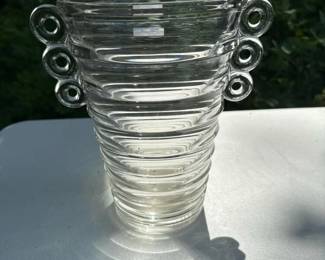 218 clearribbedglassvasewithtriplering