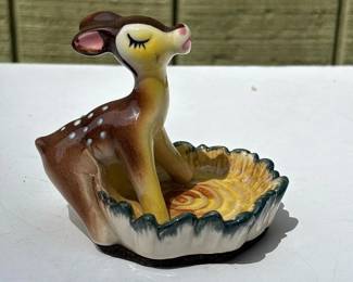 081 vintageglazedceramicfawntrinketdish