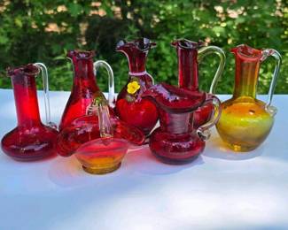 364 vintagepilgrimkanawhaartglasscruet