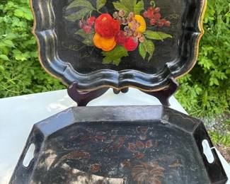 397 paintedvintagetolewaremetaltraysset