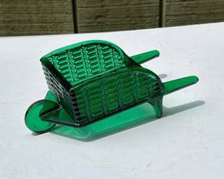 011 vintageindianaglassgreenwheelbarrow