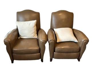 Ethan Allen Genuine Leather Recliners Set Of Two