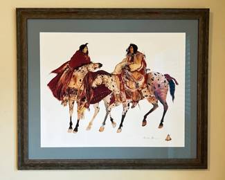 Carol Grigg The Meeting Watercolor Print 32x 38, Framed Matted