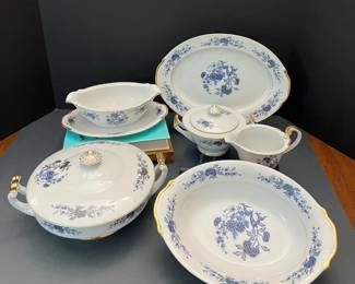 Seyei Fine China Blue Meissen 5112 Serving Set, Japan