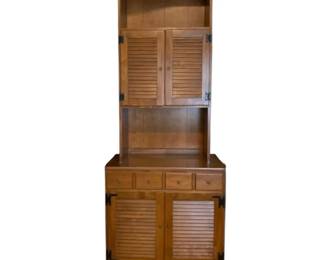 Ethan Allen Heirloom Maple Shutter Door Cabinet with Hutch