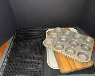 Kitchen Baking Bundle Muffin Pan, Cooling Racks, Cutting Boards Serving Tray