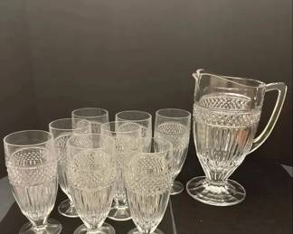 Godinger Excelsior Crystal Ice Tea Goblets 8 and Pitcher