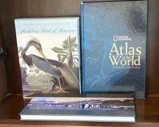 Oversized Hardcover Books Lot Audubon Birds, Nat Geo Atlas, The Natural World