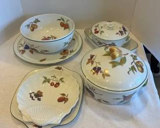 Vintage Royal Worcester Evesham Vale 7Piece Serving Set, Fine Porcelain, Fruit Pattern