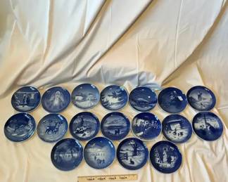 Royal Copenhagen Ceramic Christmas Plates Set of 18, Denmark