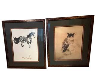 Kaiki Moti Le Cheval and La Chouette Lithographs, 30 x 35.5 wAuthenticity Doc.