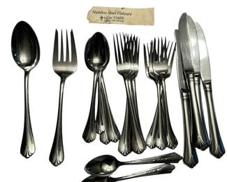 Kirk Stieff Flatware Set, Sprig Pattern Stainless Serving Pieces